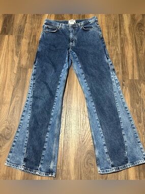 BDG Women’s Jeans Flare Leg Two Tone Panel 32 W